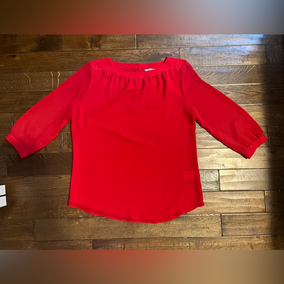 XS Red 3/4 sleeve blouse - Picture 1 of 2